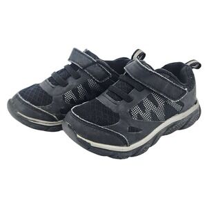 Kids Black Mesh Athletic Sneakers Hook and Loop‎ Strap Toddler Size 8